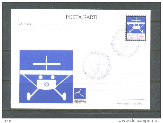 1997 TURKEY 1ST WORLD AIR GAMES GLIDER ILLUSTRATION - BALLOON POSTCARD - Postal Stationery