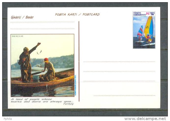 1999 TURKEY TOURISM - WINDSURFING - FISHERMEN POSTCARD - Enteros Postales