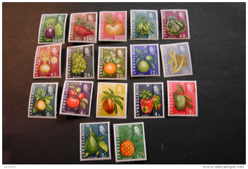 Montserrat 159-75 Fruit And Vegetables Flora Lightly Hinged 1965 A04s - Montserrat