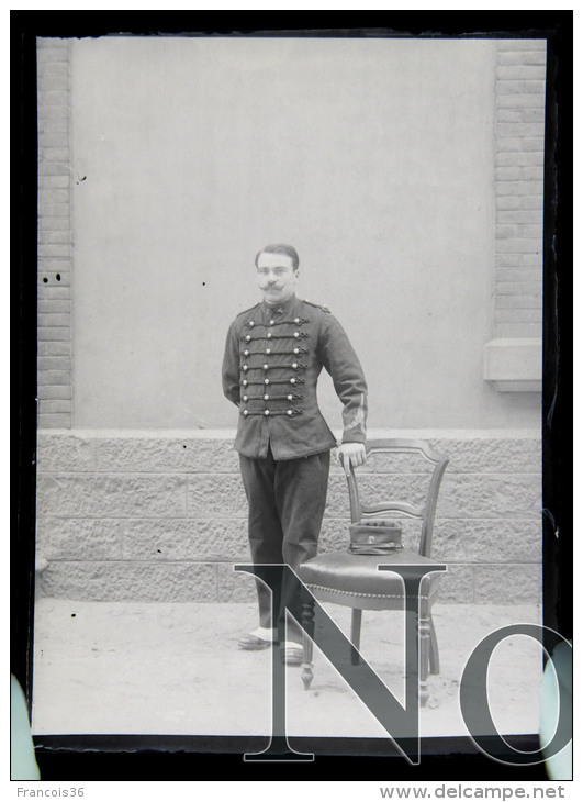 Lyon 1901 Chaillet En Artilleur - Artillerie Portrait Militaire - Plaque De Verre Photo - Plaques De Verre