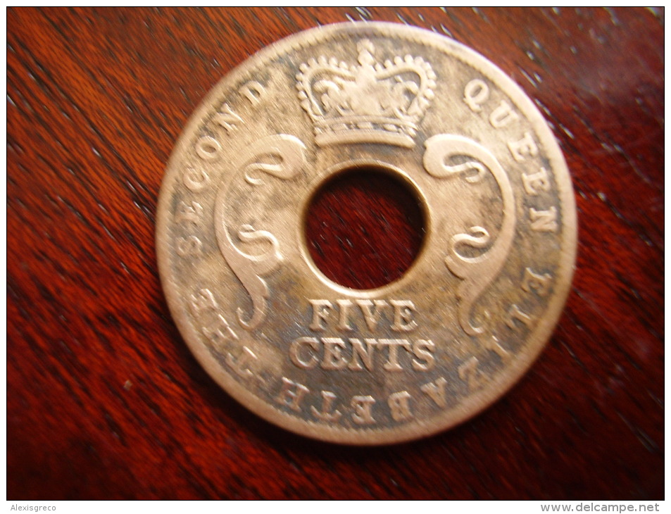 BRITISH EAST AFRICA USED FIVE CENT COIN BRONZE Of 1955 - British Colony