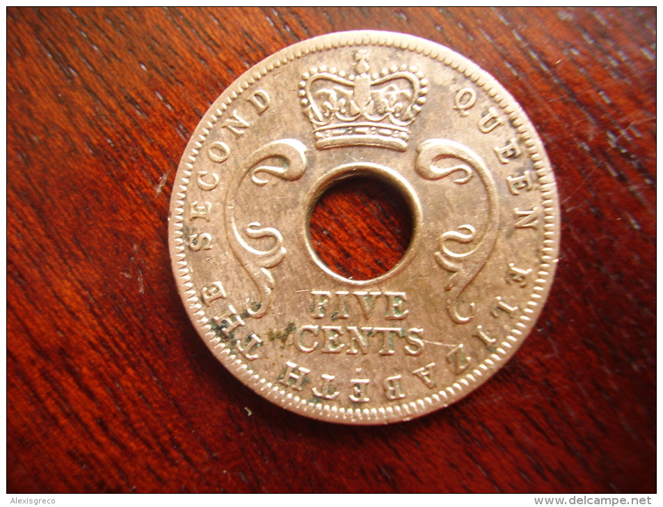 BRITISH EAST AFRICA USED FIVE CENT COIN BRONZE Of 1957 (H) - British Colony