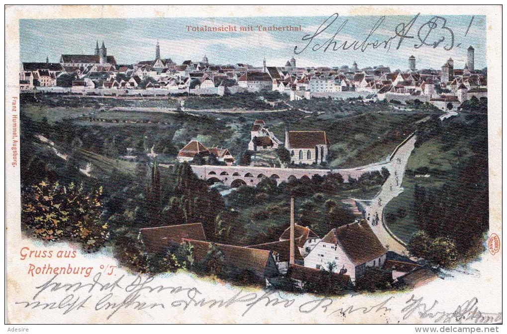 Litho Gruss Aus ROTHENBURG (Baden-Württemberg) - Verlag Franz Hummel Augsburg, Karte Gelaufen 1901 V. Rothenburg ... - São Paulo