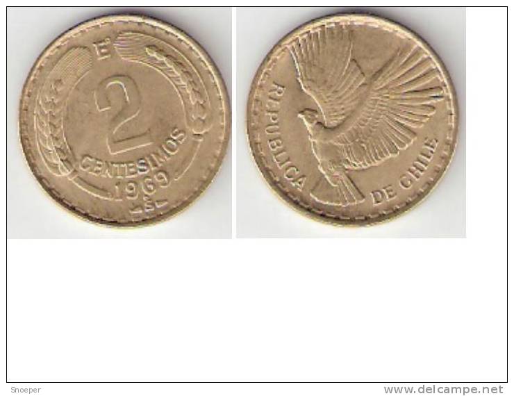 Chile 2 Centavos  1969  Km 193  Unc !!!!! - Chili