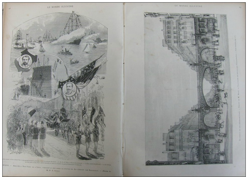 N°1476MONDE 1885:AMBASSADE MAROCAINE A PARIS HIPPODROME LONGCHAMPS/ARRIVEE STATUE LIBERTE A NEW-YORK/METRO - 1850 - 1899