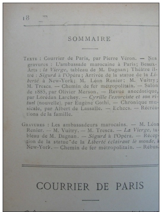 N°1476MONDE 1885:AMBASSADE MAROCAINE A PARIS HIPPODROME LONGCHAMPS/ARRIVEE STATUE LIBERTE A NEW-YORK/METRO - 1850 - 1899