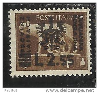 OCCUPAZIONE ITALIANA ITALY OVERPRINTED SOPRASTAMPATO ITALIA 1944 LUBIANA TEDESCA GERMAN OCCUPATION LIRE 2,55 MNH - Occ. Allemande: Lubiana