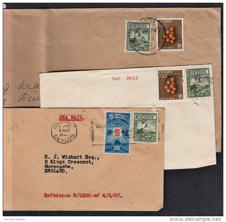 C0037 CEYLON, 3 @ 1950s Letter To UK - Ceylon (...-1947)