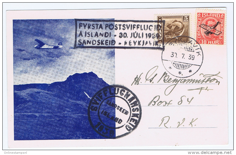 Iceland: First Glide Flight, Erstflug, Sandskeid-Reykjavik 30.7.1939 - Brieven En Documenten