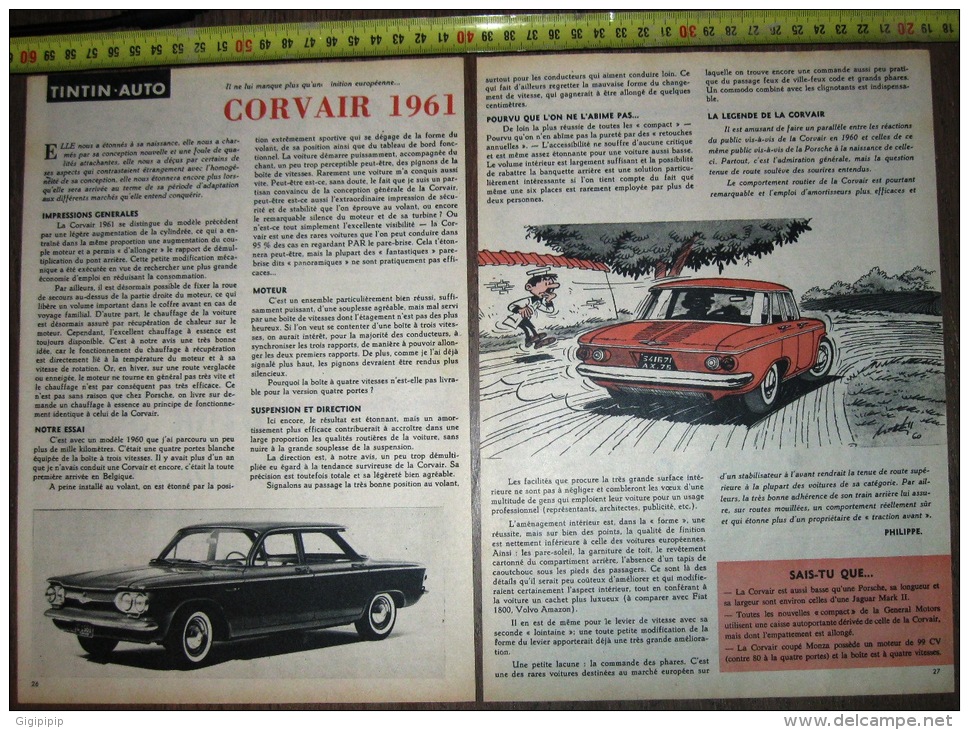 PUB PUBLICITE AUTO CORVAIR COUPE MONZA 1961 PAR MITTEI - Collections