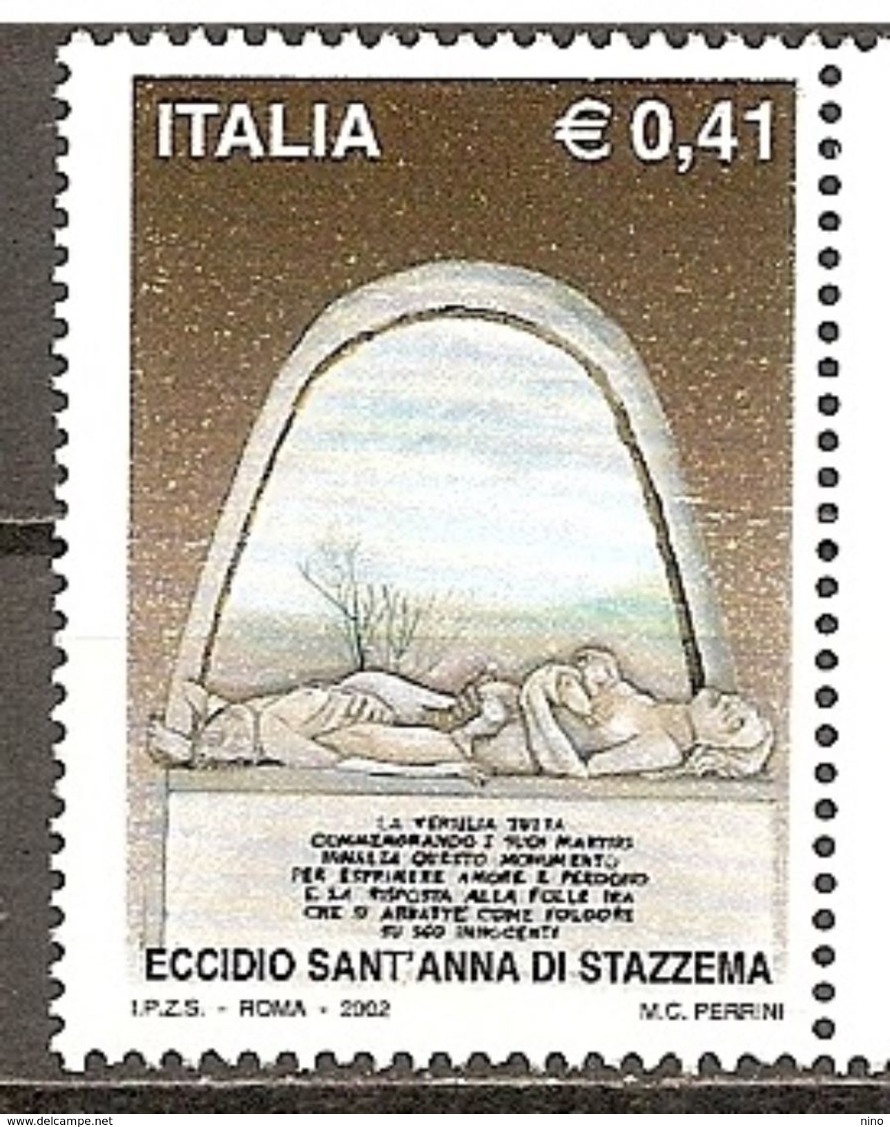 Italy. Scott # 2505 MNH. Monument Of Sant'Anna Di Stazzena Massacre. 2002 - 2001-10:  Nuovi