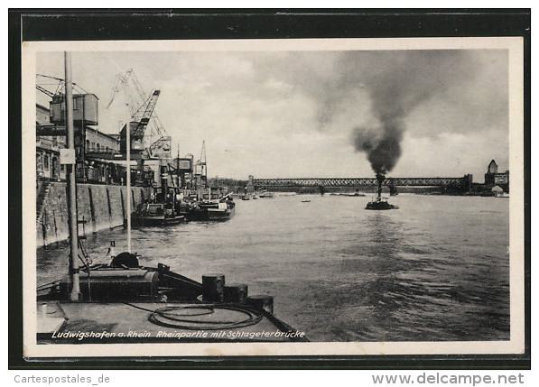 AK Ludwigshafen, Rheinpartie Mit Der Schlageterbrücke - Ludwigshafen