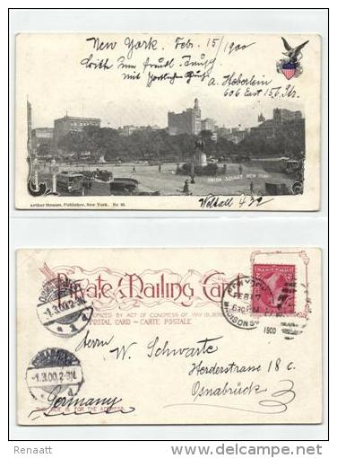 USA New York Union Square A Strauss 83 From NY 17-Feb-1900 To Osnabrück 01-Mar-1900, Horse Tram - Other & Unclassified