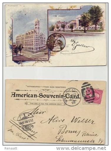 USA Washington Post Office City Hall, Am. Souvenir Card N° 12, From Washington 19-Sep-1898 To Bonn Germany 29-Sep-1899 - Autres & Non Classés