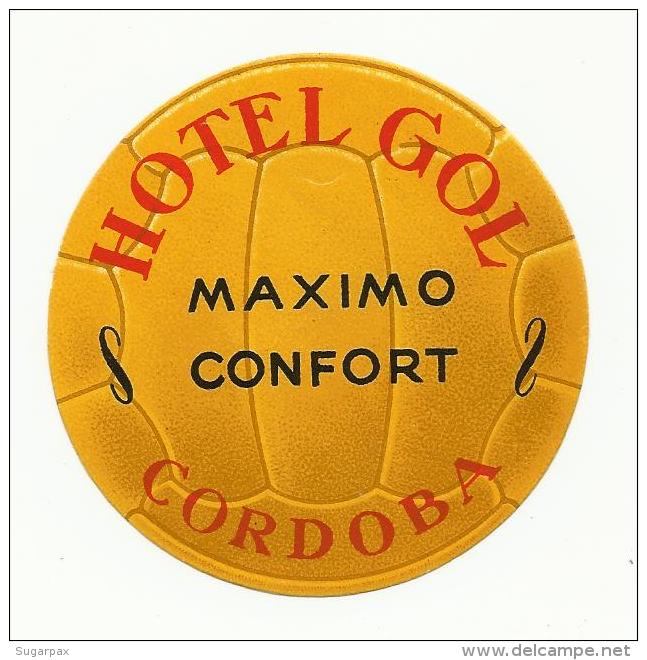 SPAIN &#9830; CORDOBA &#9830; HOTEL GOL &#9830; ESPAÑA &#9830; VINTAGE LUGGAGE LABEL &#9830; 2 SCANS - Etiketten Van Hotels