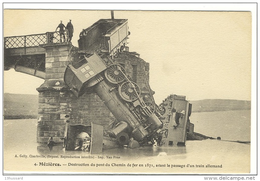 Carte Postale Ancienne Mézières - Destruction Du Pont De Chemin De Fer En 1871 - Chemin De Fer, Guerre - Autres & Non Classés