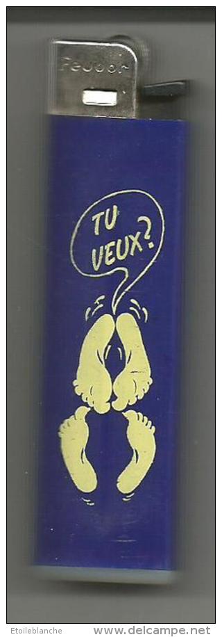 Briquet Humour Humm....  Tu Veux? / Dessin De Pieds, Couple / Feudor Made In France - Autres & Non Classés