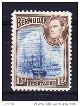 Bermuda - 1943 - 1½d Definitive (Blue & Brown) - MH - Bermudes