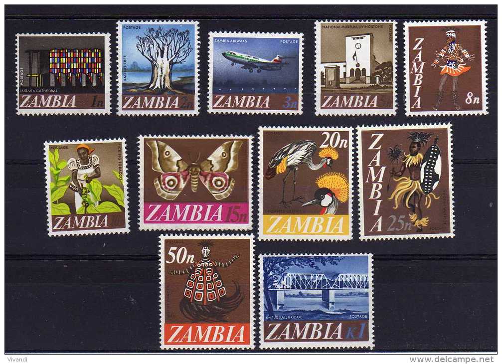 Zambia - 1968 - Decimal Currency Definitives (Part Set) - MH - Zambie (1965-...)