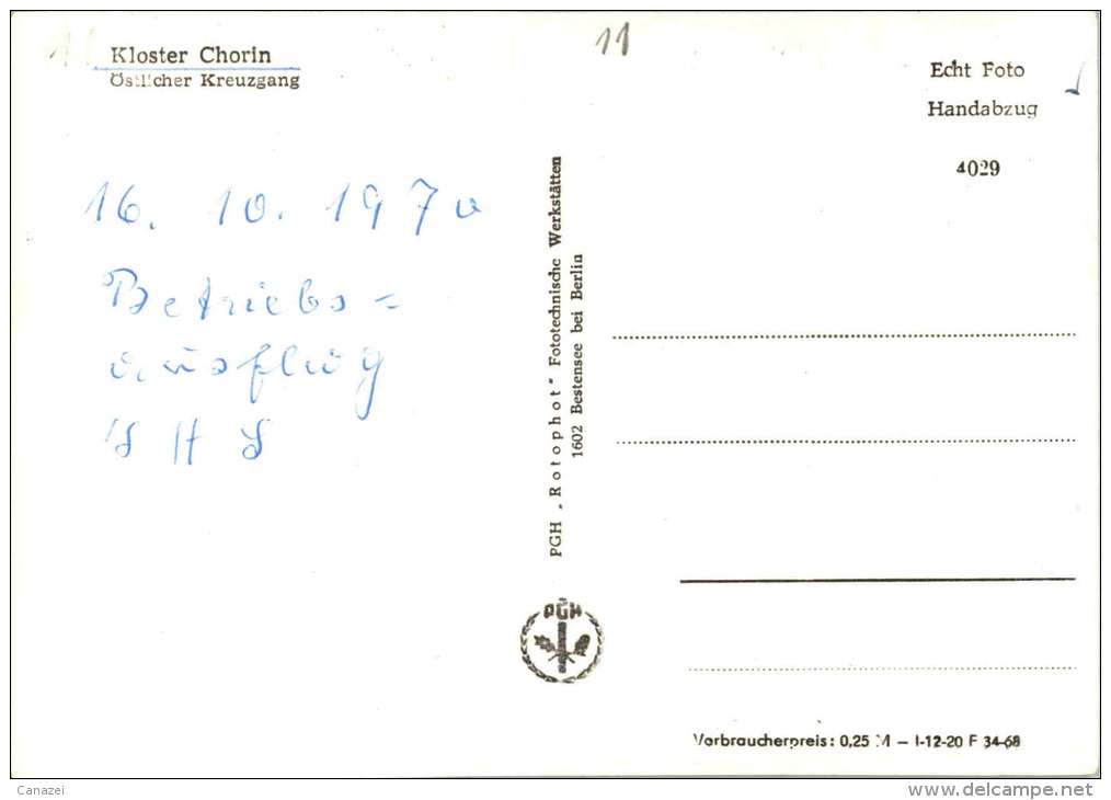 AK Kloster Chorin, Östlicher Kreuzgang, Beschr, 1968 - Britz-Chorin