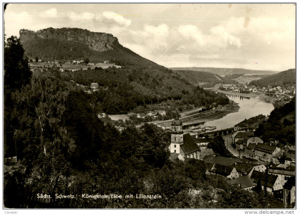 AK Königstein, Mit Lilienstein, Gel, 1970 - Koenigstein (Saechs. Schw.)