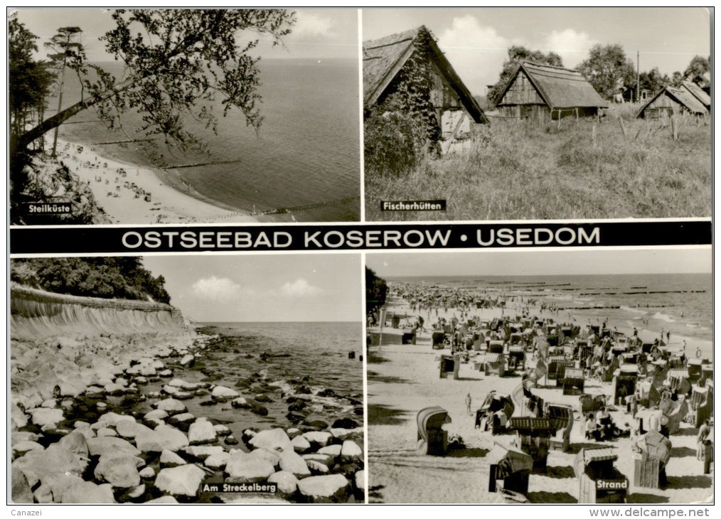 AK Usedom, Koserow, Fischerhütten, Streckelberg, Steilküste, Gel, 1978 - Usedom