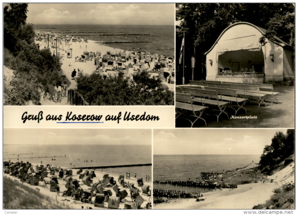 AK Usedom, Koserow, Konzertplatz, Strand, Gel 1973 - Usedom