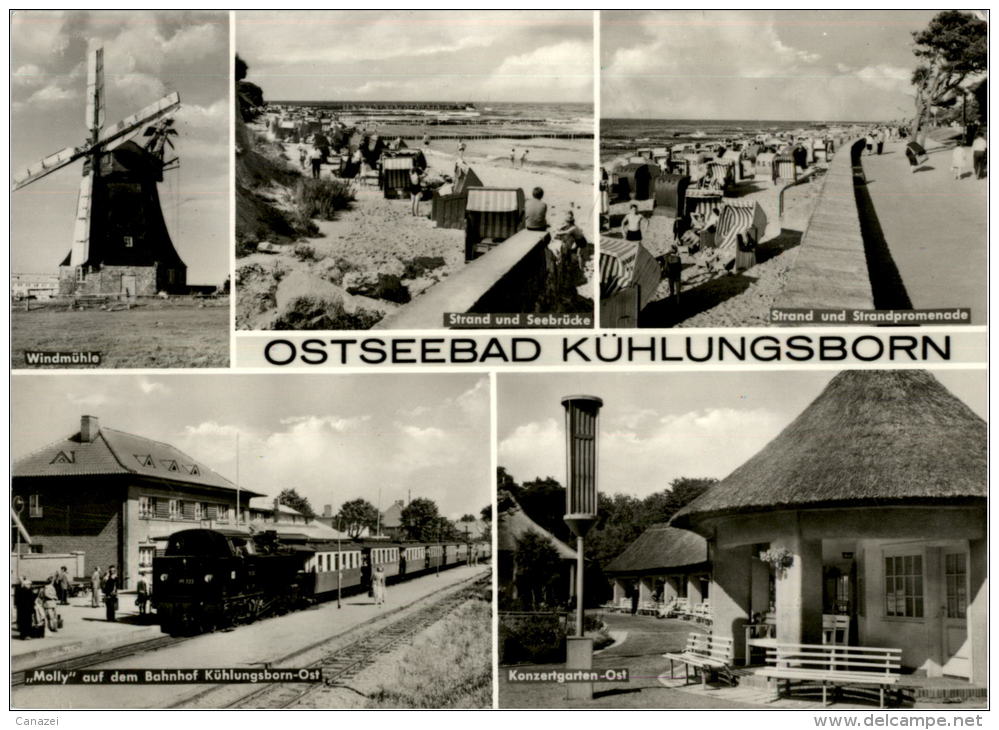 AK Kühlungsborn, Molly, Windmühle, Kleinbahn, Gel, 1974 - Kuehlungsborn