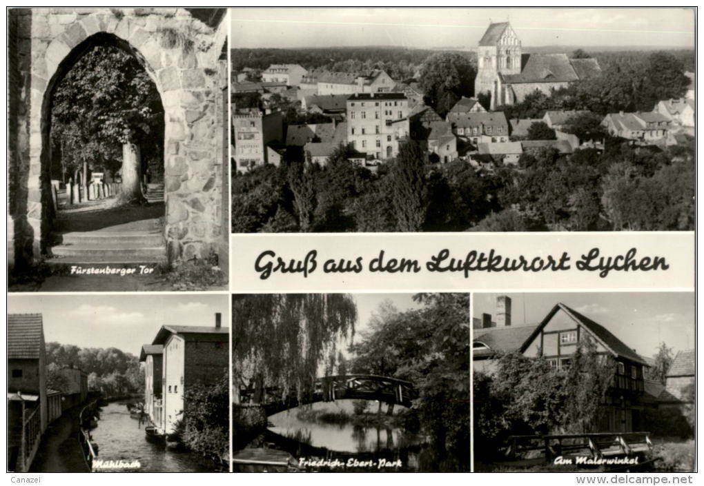 AK Lychen, Mühlbach, Malerwinkel, Friedrich-Ebert-Park, Ung, 1977 - Lychen