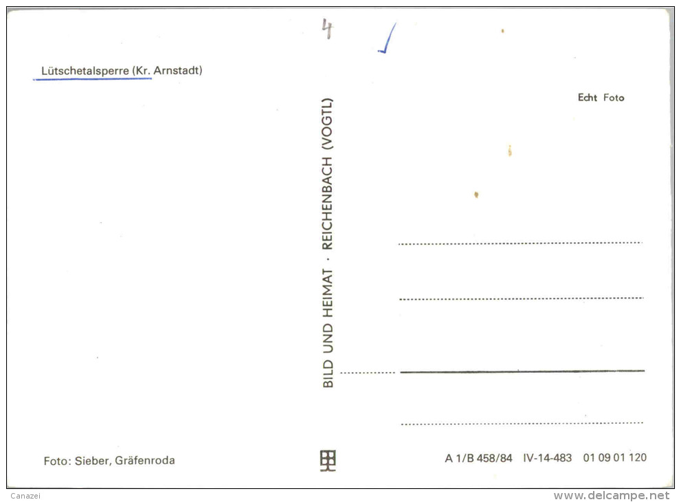 AK Lütschetalsperre, Kr. Arnstadt, Ung, 1984 (Frankenhain) - Frankenhain