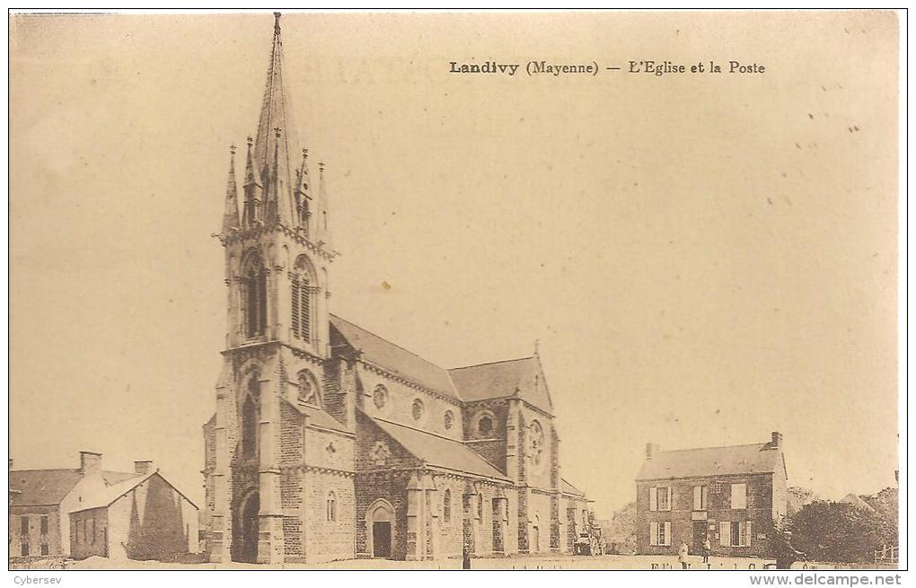 LANDIVY - L'Eglise Et La Poste - Animé - Landivy