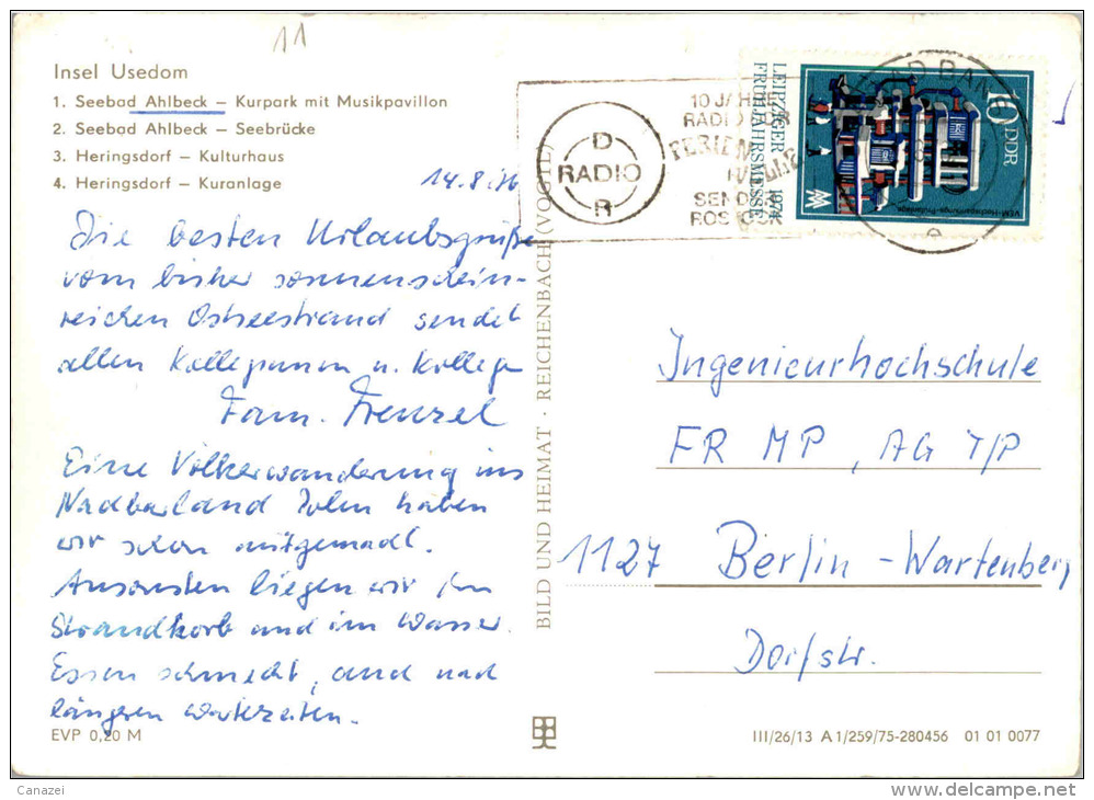 AK Ahlbeck, Kulturhaus, Kuranlage, Gel, 1975 - Usedom