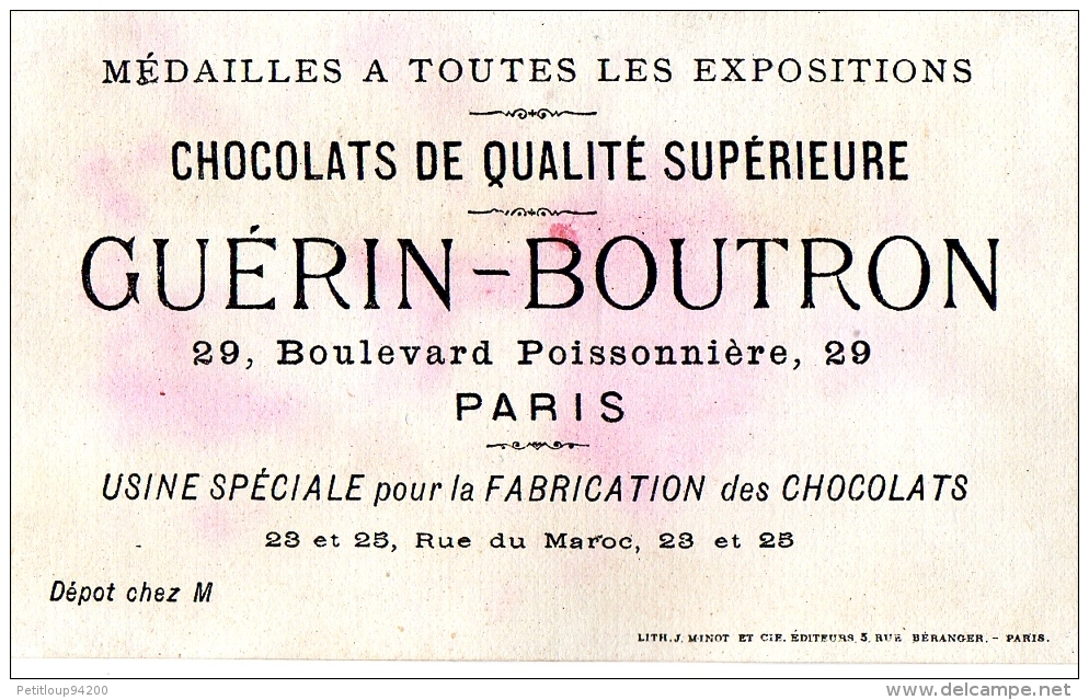 CHROMO CHOCOLAT GUERIN-BOUTRON  PARIS   Oh Les Bonnes Cerises  = - Guérin-Boutron