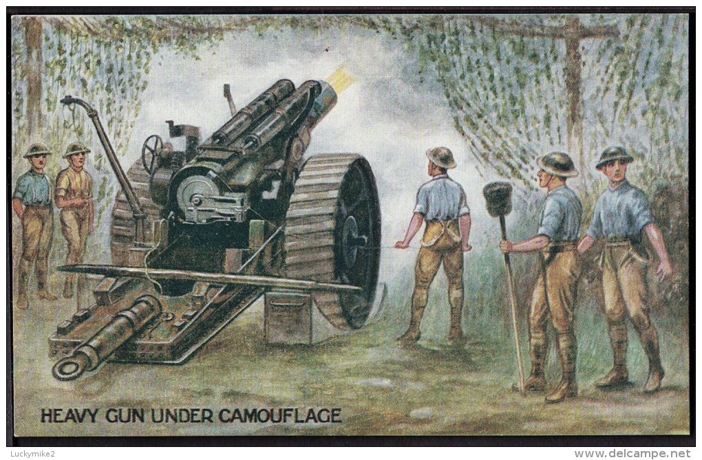 WW1  War Bond Campaign Post Card  No5  "Heavy Gun Under Camouflage". - Patriotic