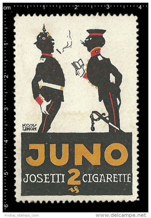 Old Original German Poster Stamp(advertising Cinderella, Reklamemarke) Josetti Cigarette JUNO - Tobacco Zigarette Soldat - Tabacco