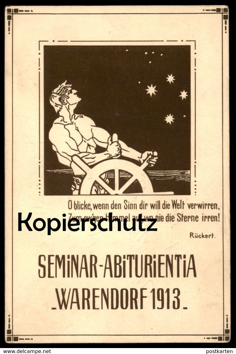 ALTE POSTKARTE WARENDORF SEMINAR-ABITURIENTIA 1913 Abitur Abi Studentica Studentika Steuer Ruder Rudder Helm Gouvernail - Warendorf