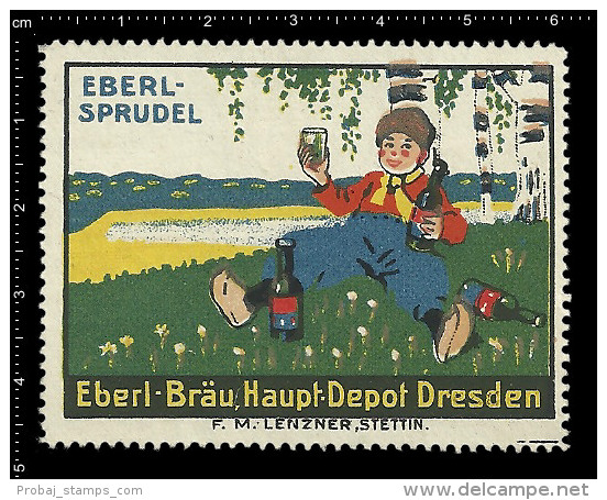 Old Original German Poster Stamp ( Advertising Cinderella, Reklamemarke ) EBERL BRÄU Beer Bier - Bières
