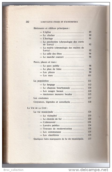 Lurcy-Lévis D'hier Et D'aujourd'hui, Les Châteaux, Laurent Bourdier, 1965, Table Scannée (Lurcy-Lévy) - Bourbonnais