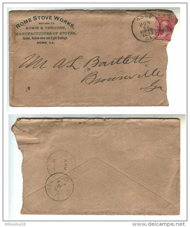 1893 ? USA United States Of America Cover Rome Ca To Brownsville ? - Marcophilie