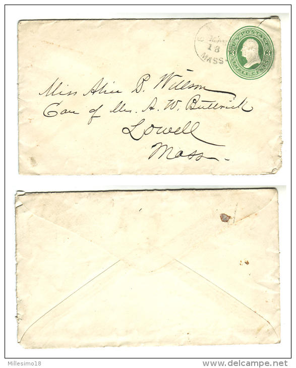 1918 USA United States Of America Stationery Postal Cover Lowell Massachusetts - 1901-20