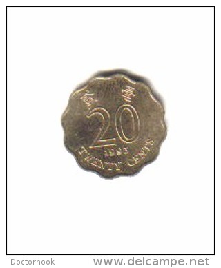 HONG KONG    20  CENTS  1993 (KM # 67) - Hong Kong