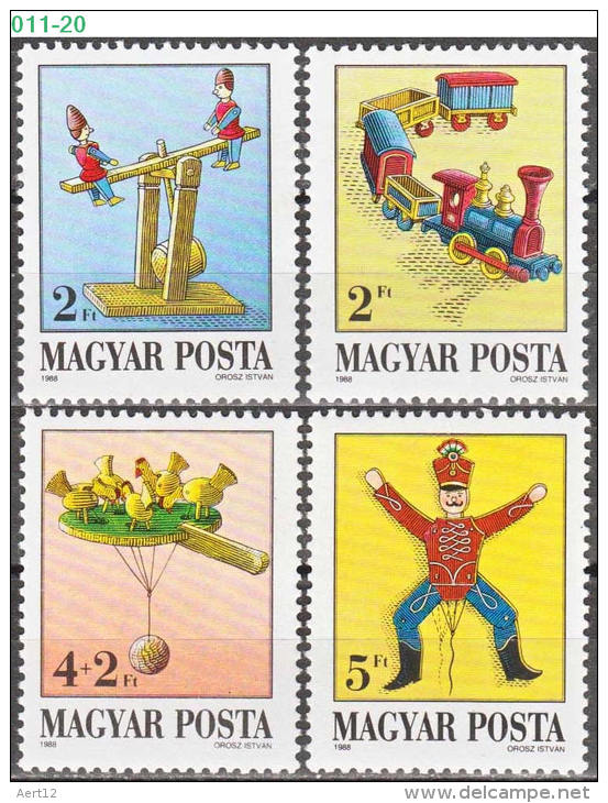 HUNGARY, 1988, Antique Toys, Youth, MNH (**), Sc/Mi 3142-3145/3978-81 - Nuevos