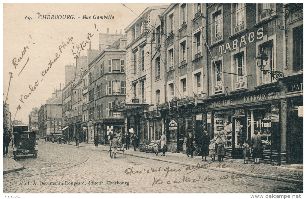 CHERBOURG - Rue Gambetta (belle Animation Avec Commerces) - Cherbourg