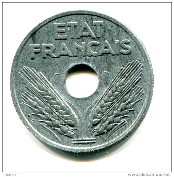 France  20 Centimes 1944 Zinc Pièce Monnaie - Autres & Non Classés