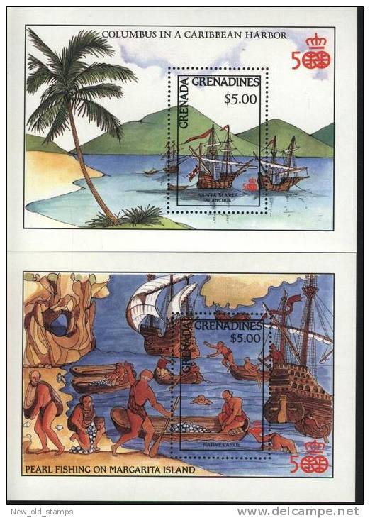 GRENADA-GRENADINES 1987 COLUMBUS SHIPS X2 S/S MNH - Christopher Columbus