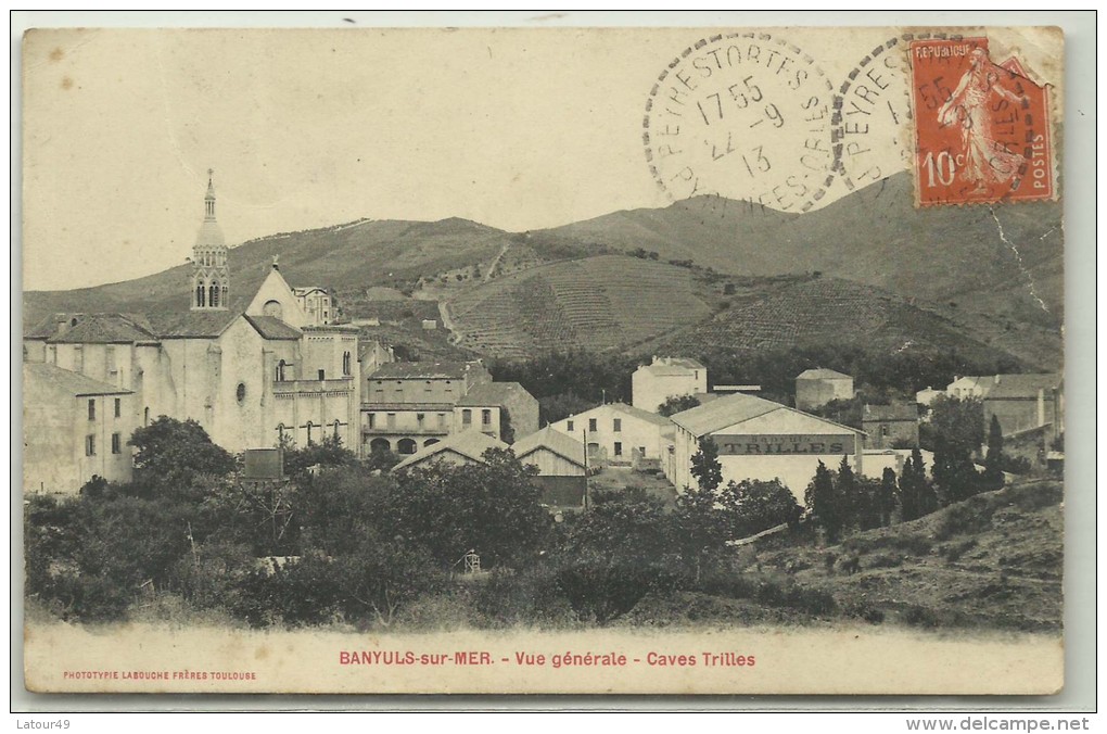 BANYULS SUR MER  VUE GENERALE CAVES TRILLES  1913 - Banyuls Sur Mer