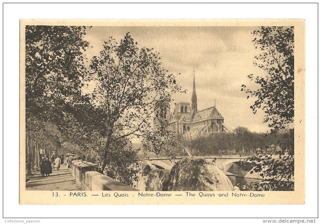 Cp, 75, Paris, Les Quais, Notre-Dame, écrite 1938 - Notre Dame De Paris