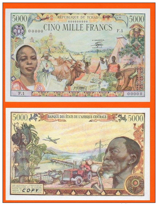 CHAD 500 Francs 1980g.  (R122) - REPRODUCTION - Tchad