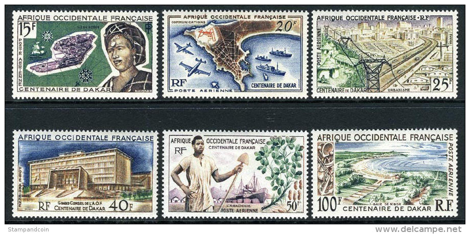French West Africa C22-27 Mint Hinged Airmail Set From 1958 - Ongebruikt