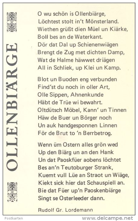 POSTKARTE KRÜSELINDE OLLENBIÄRGE ALTENBERGE LINDE BAUM TREE ARBRE Tilleul Linden Plattdeutsch Dialekt Dialect Postcard - Sonstige & Ohne Zuordnung